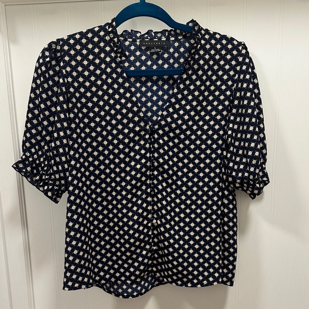 Sanctuary Blue and Cream Floral Blouse